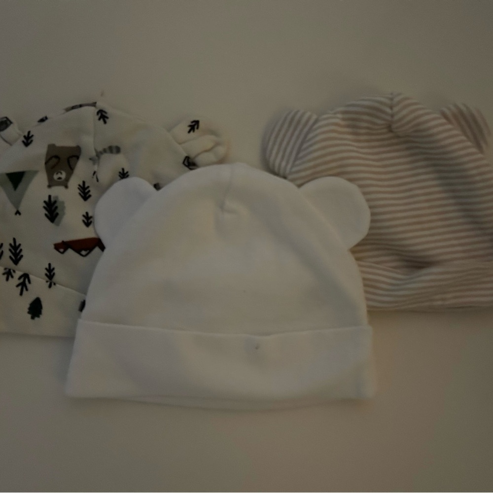 Baby bear beanie hat- set of three